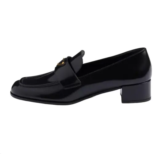 PRADA Cow Leather Loafers 3.5cm Women's Black