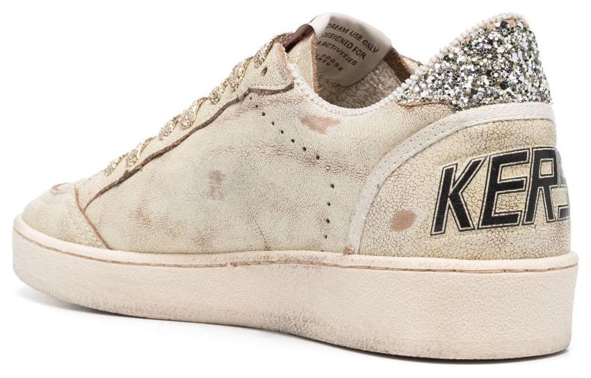 Golden Goose Ball Star LTD Leather Low top Skateboard Shoes Women's Beige Distressed