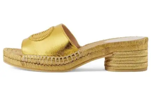 GUCCI Slide Slippers Women's Gold