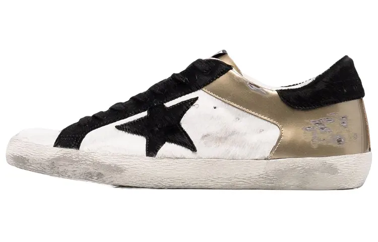 Golden Goose Super Star Leather Skateboard Shoes Men's White Black Gold