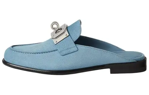 HERMES Closed Toe Slippers Women's Sky Blue