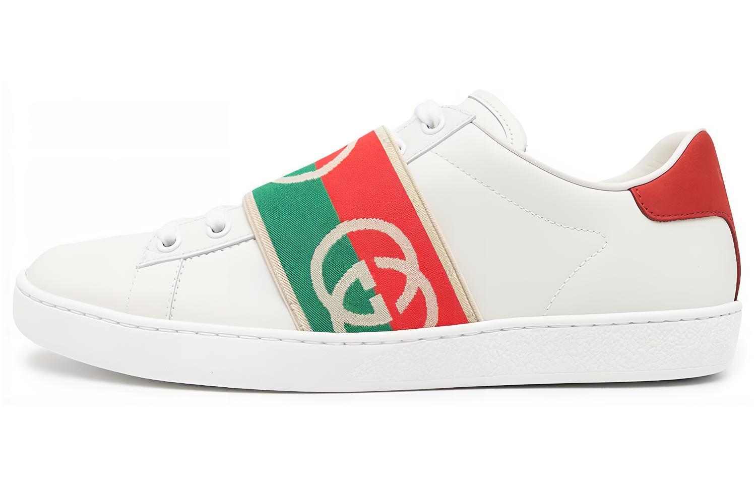 Gucci Wmns Ace Elastic Web 'Interlocking G - White Red Green' Women's
