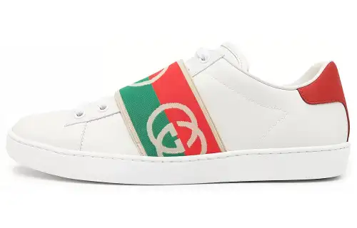 Gucci Wmns Ace Elastic Web 'Interlocking G - White Red Green' Women's