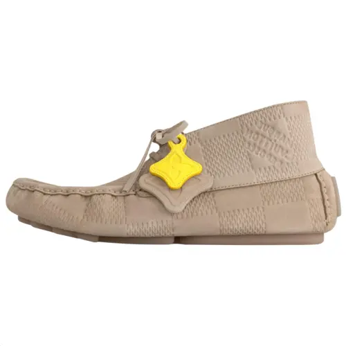 LOUIS VUITTON Footprint Cow Leather Casual Shoes Men's Light Umber