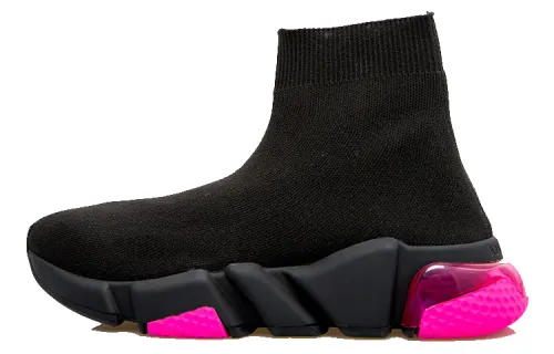 Balenciaga Speed Trainer Clear Sole Black Fluo Pink Women's