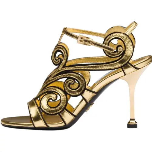 PRADA One Strap Sandals 10cm Women's Gold