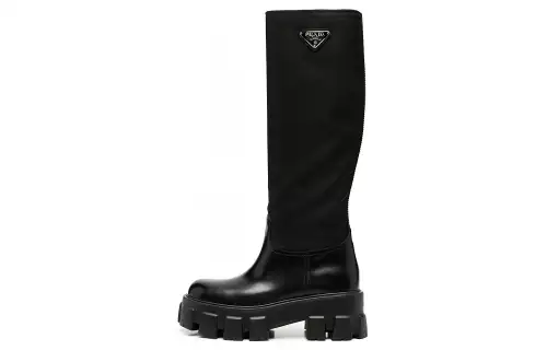 PRADA Monolith Knee high Boots Women's Black