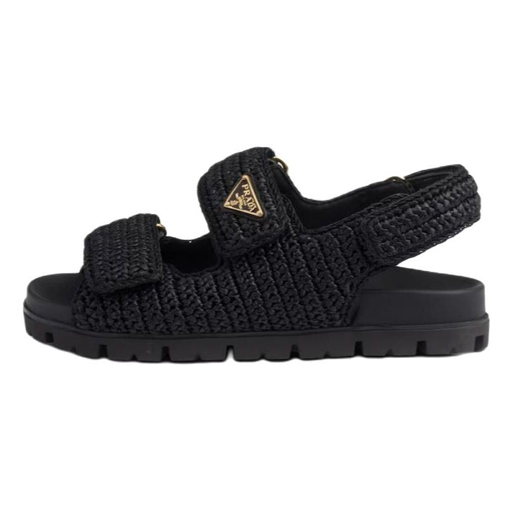 PRADA Logo-plaque Woven Sandals