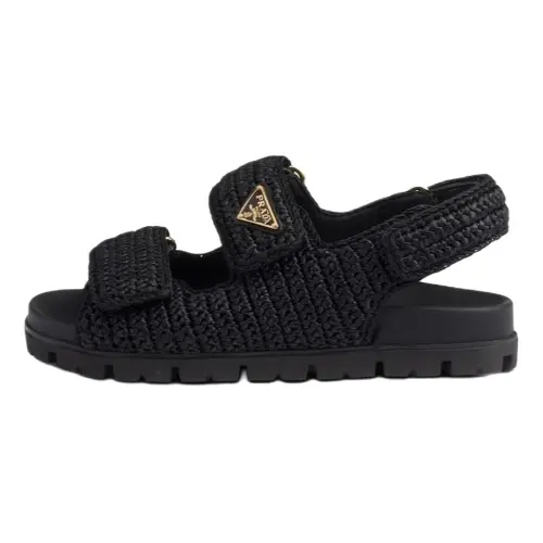 PRADA Logo-plaque Woven Sandals