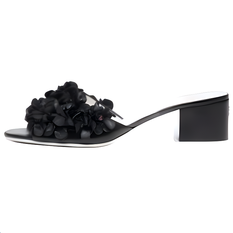 CHANEL 25P Spring Summer Rubber Slide Slippers Women's Black