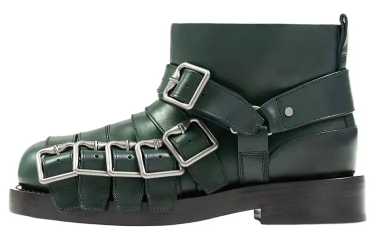 Burberry Strap-detail Leather Ankle Boots