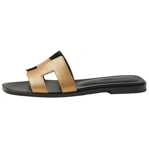 HERMES Oran Slide Slippers Women's Gold