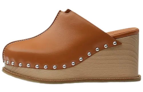 HERMES Closed Toe Slippers Women's Brown