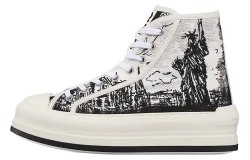 DIOR Walk'n'Dior Platform Shoes High top Skateboard Shoes Women's White
