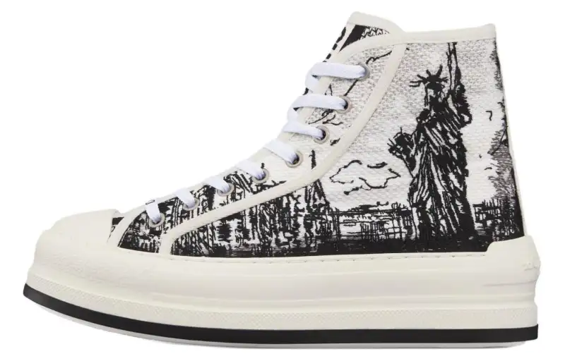 DIOR Walk'n'Dior Platform Shoes High top Skateboard Shoes Women's White