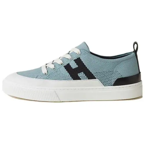 HERMES Deep Textile, Leather Low top Skateboard Shoes Women's Blue