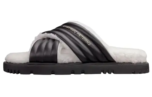 DIOR D Cross Slide Slippers Women's Black White