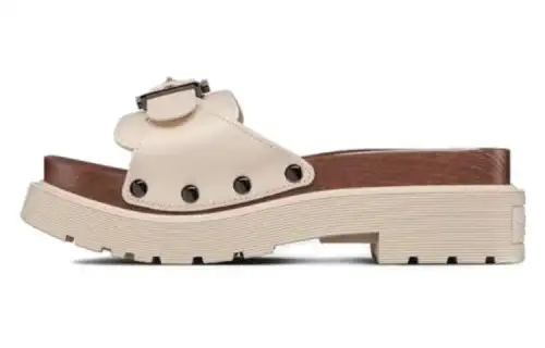 DIOR Diorquake Leather Patchwork Slide Slippers Women's White