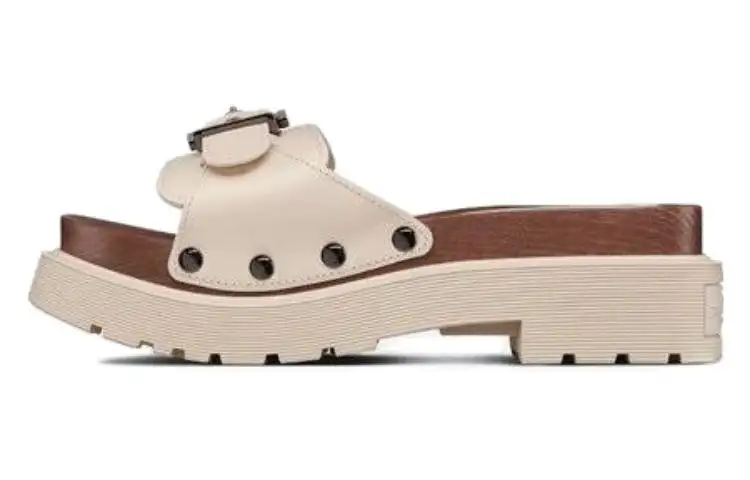 DIOR Diorquake Leather Patchwork Slide Slippers Women's White