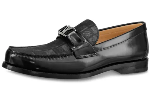 LOUIS VUITTON Major Damier Tartan Casual Shoes Men's Coal Gray