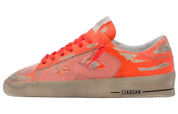 Golden Goose Stardan Stylish Skateboarding Shoes Men's Fluorescent Orange Distressed
