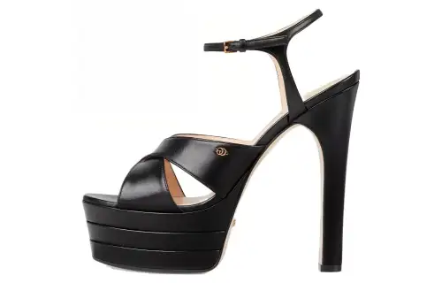 GUCCI Leather One Strap Sandals 13.5cm Women's Black