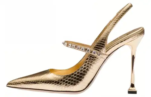 MIU MIU Leather Slim Heel High Heels 10.5cm Women's Gold