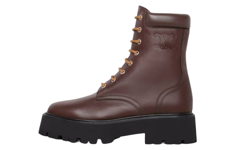 CELINE Leather Ankle Boots Women's Brown