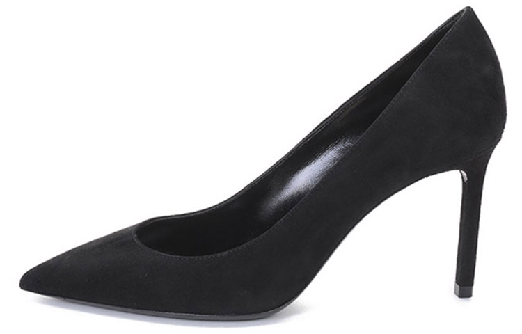 SAINT LAURENT Anja Suede Slim Heel High Heels Women's Black