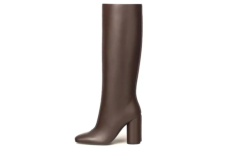 HERMES DRESSAGE Calfskin Knee High Boots 9.5cm Women's Little Chestnut