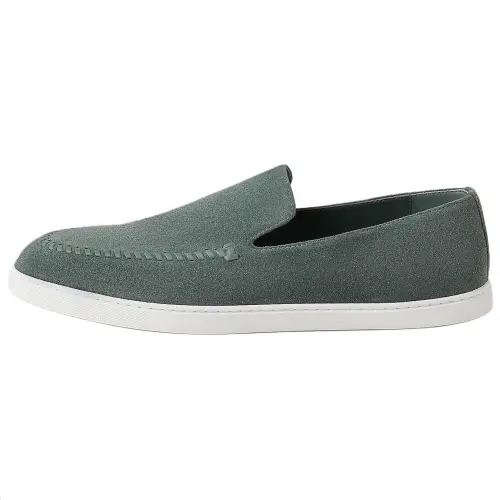 HERMES Julian Calfskin Casual Shoes 1.7cm Men's Gray Green
