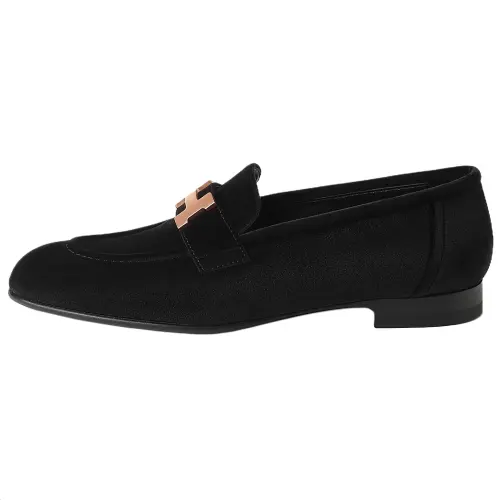 HERMES PARIS Suede Casual Shoes Women's Black