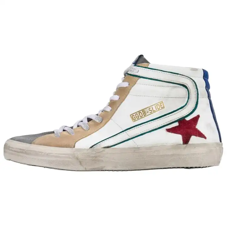 Golden Goose Slide Skateboard Shoes Men's Mid Top White