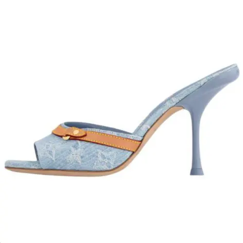 LOUIS VUITTON Revival Slide Slippers 9cm Women's Blue