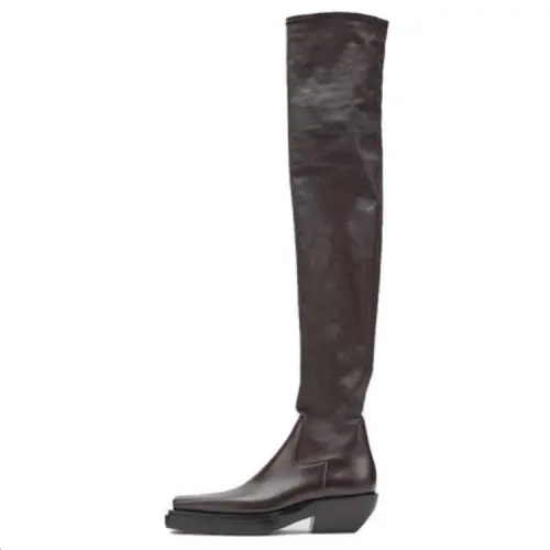 Bottega Veneta Lean Knee high Boots Women's Dark Chocolate