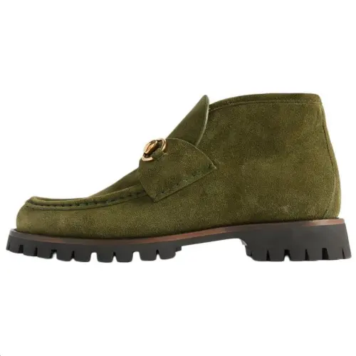 GUCCI Horsebit Sylke Ankle Boots Women's Green