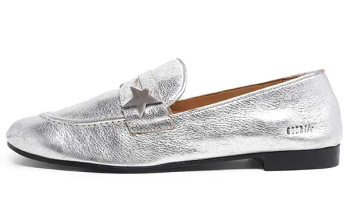 Golden Goose Leather Loafers Women's Casual Shoes Women's Silver