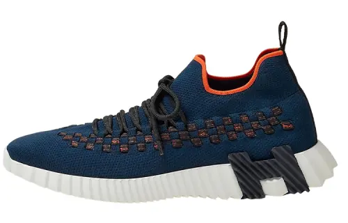 HERMES Fle Fabric Low top Sports Casual Shoes Men's Blue