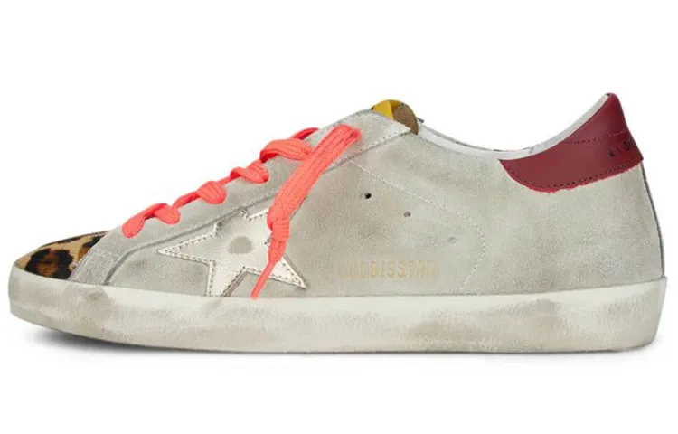 Golden Goose Super Star Skateboard Shoes Women's Low Top Beige/Leopard Print