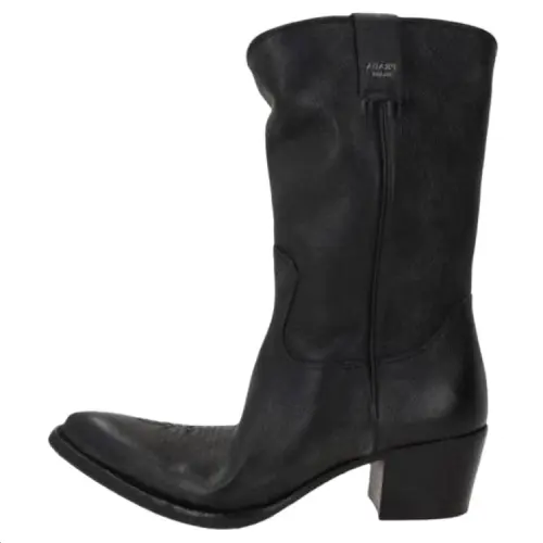 PRADA NB26 Calfskin Knee high Boots 4.5cm Women's Black