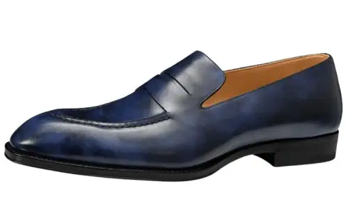 LOUIS VUITTON Vendome Top Grain Cow Leather Men's Casual Shoes Men's Sea Blue