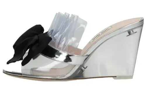 MIU MIU Slide Slippers Women's Silver