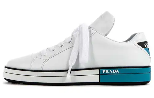 PRADA Leather Low top Stylish Skateboarding Shoes Women's White