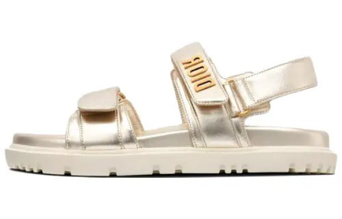 DIOR DiorAct Leather Minimalist Fashion Beach Sandals Women's Gold