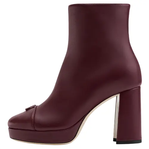 LOUIS VUITTON Swing Ankle Boots 7.5cm Women's Burgundy