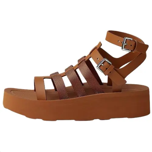 HERMES Jupiter Cow Leather Roman Sandals 4cm Women's Brown