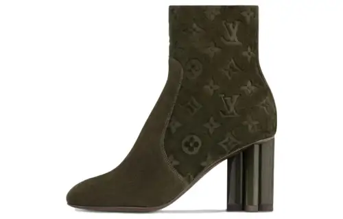 LOUIS VUITTON Silhouette Ankle Boots 8cm Women's Green