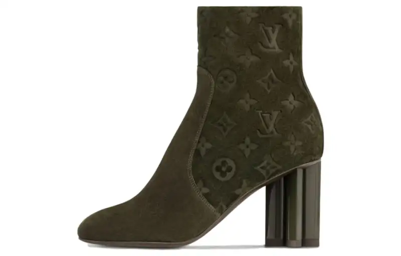 LOUIS VUITTON Silhouette Ankle Boots 8cm Women's Green