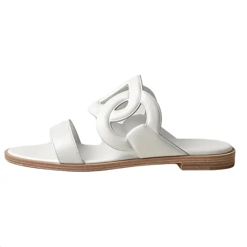HERMES Lagune Slide Slippers Women's White