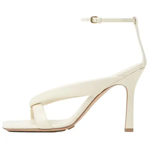 Bottega Veneta Riva Leather One Strap Sandals 9cm Women's Sea Salt White